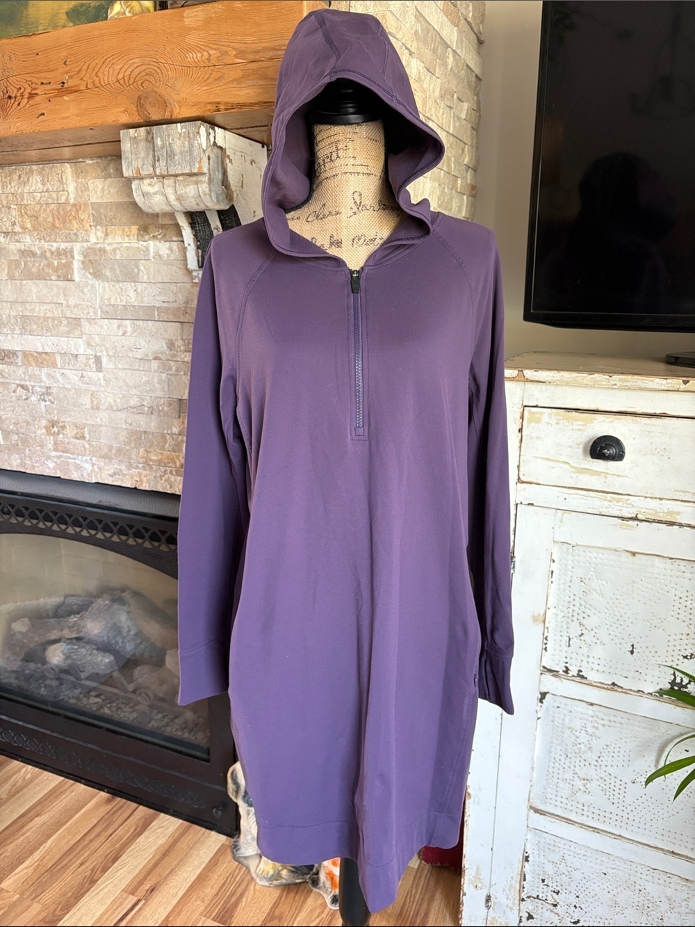 Dululth Trading Co purple dress tunic hooded long sleeve stretch fabric pockets - Picture 2 of 16